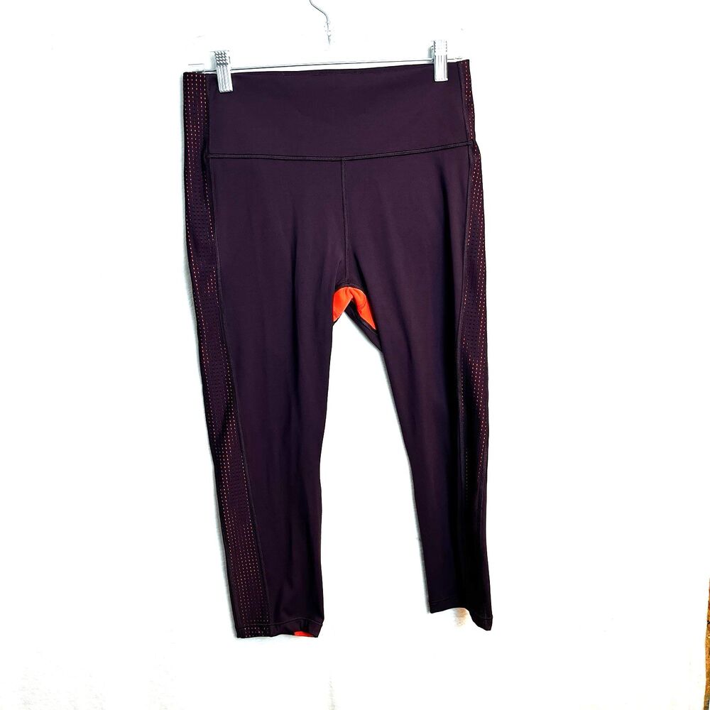 Athleta Pants Womens Medium Hiit It Mesh Capri Leggings Mid Rise Athletic Purple
